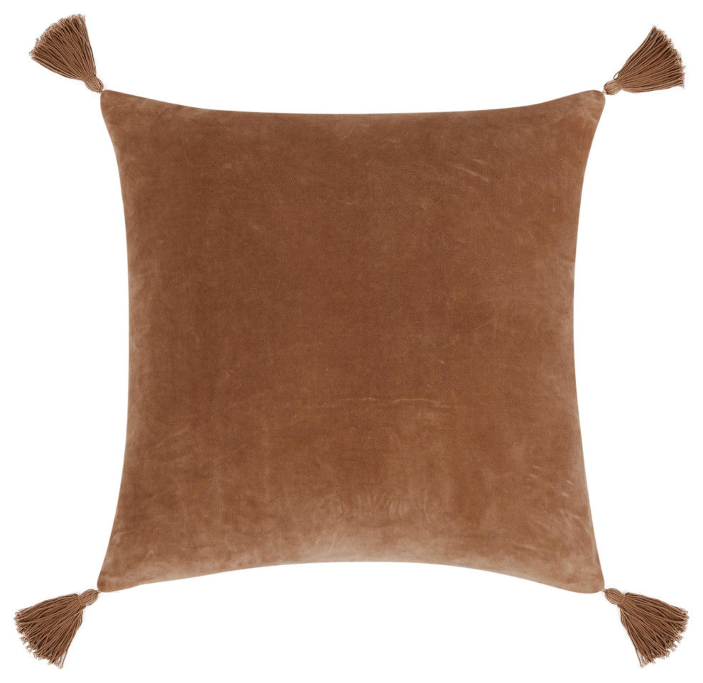 Stonework 22" Cotton Linen Blend Throw Pillow, Clay Brown