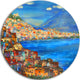 Naples Today, Seascape Painting Round Wall Art, 23"