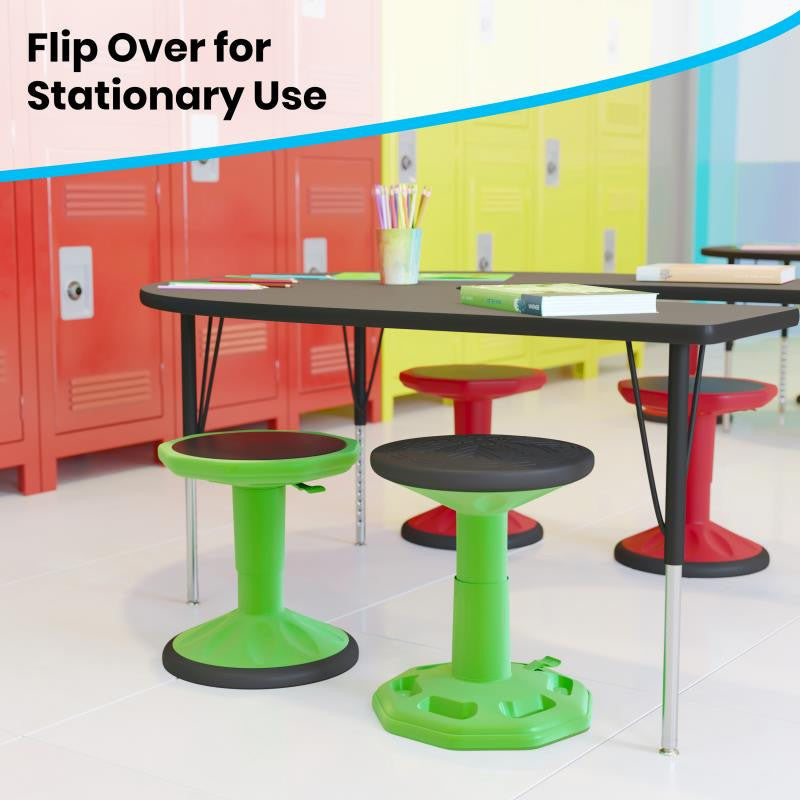 Carter Adjustable Height Kids Flexible Stool 14" 18" Seat Height, Green