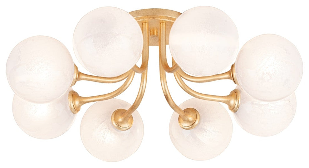 Onyx Eight Light Semi Flush Mount in Vintage Gold Leaf