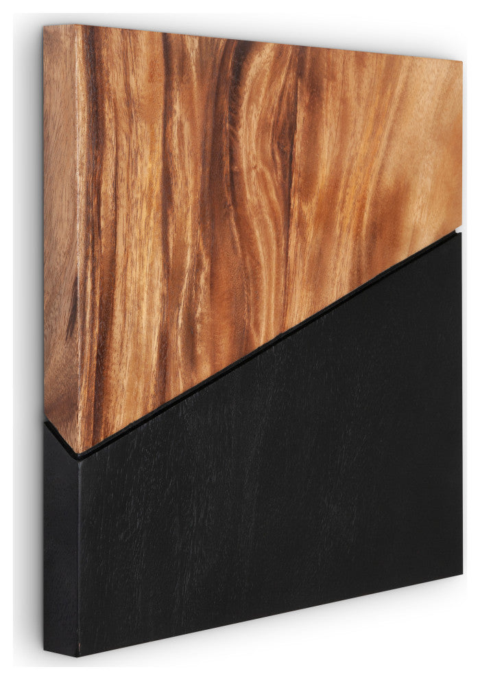 Geometry Wood Wall Tiles, Natural/Black, Right