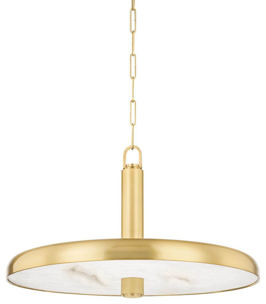 Reynolds 1 Light Pendant, Aged Brass, 21"