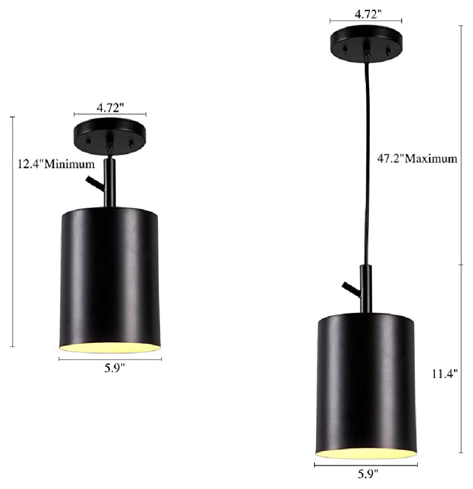 1 Light black pendant Edison Style Hanging light Kitchen Island Ceiling light