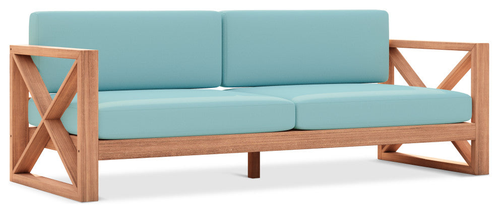 Anguilla Waterproof Fabric Upholstered Outdoor Sofa, Blue
