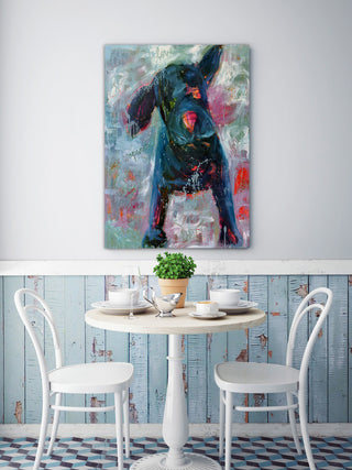 "Funky Pup" Painting Print on Wrapped Canvas, 30"x45"