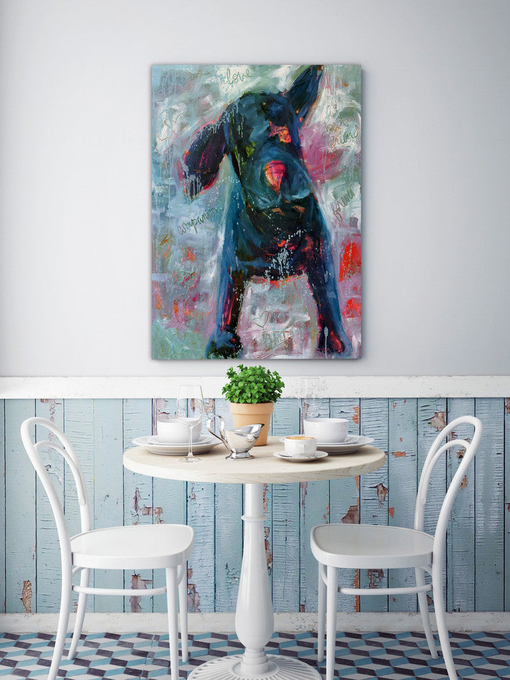 "Funky Pup" Painting Print on Wrapped Canvas, 30"x45"