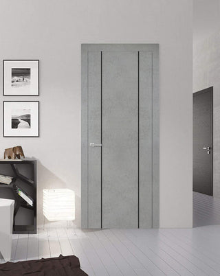 Solid French Door 18 x 84 | Planum 0016 Concrete with| Bathroom