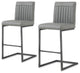 Pemberly Row 26" PU Leather Counter Stool in Gray (Set of 2)