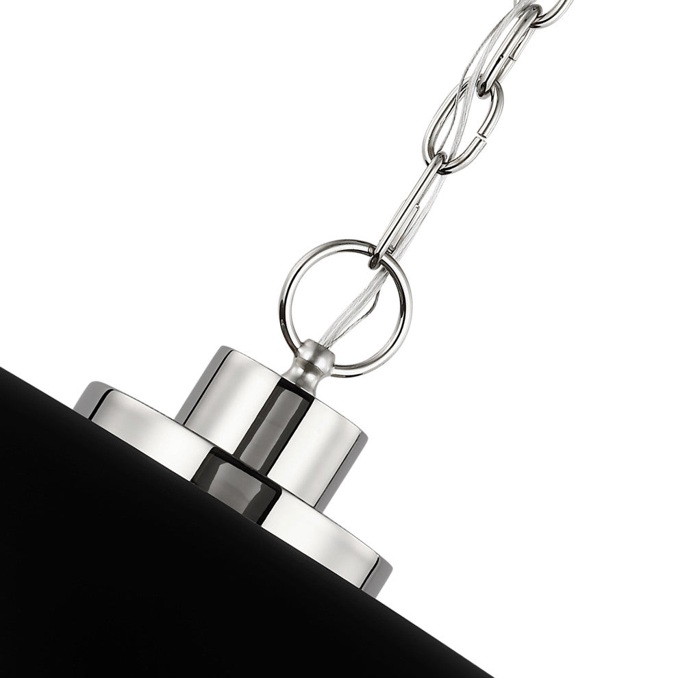 Colony 1-Light Large Pendant, Matte Black With Polished Nickel