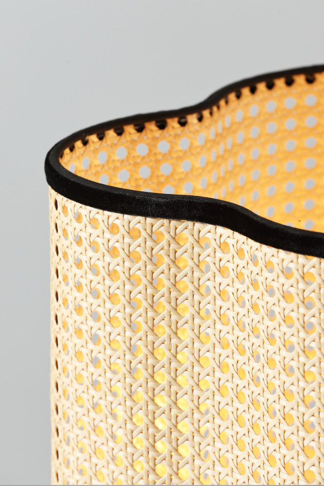 Vidalite Gal Rattan And Velvet Tripod Floor Lamp