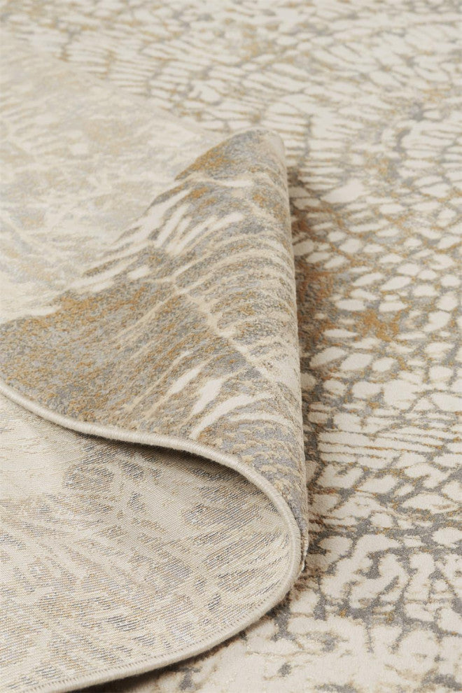 Weave & Wander Frida Silver/Ivory 7'9"x7'9" Round Power Loomed Area Rug