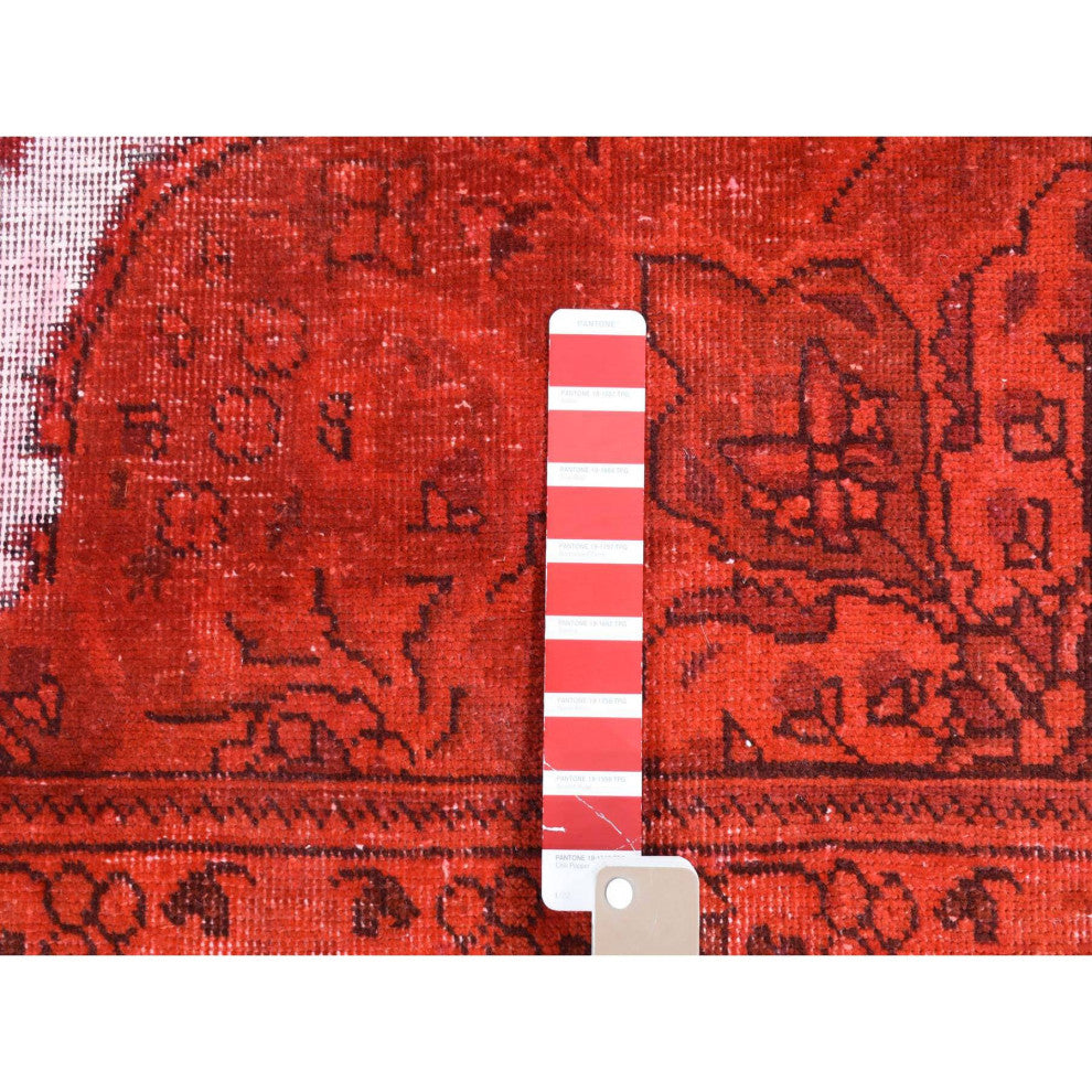 Barn Red, Overdyed Persian, Pure Wool Hand Knotted Oriental Rug, 8'1"x11'