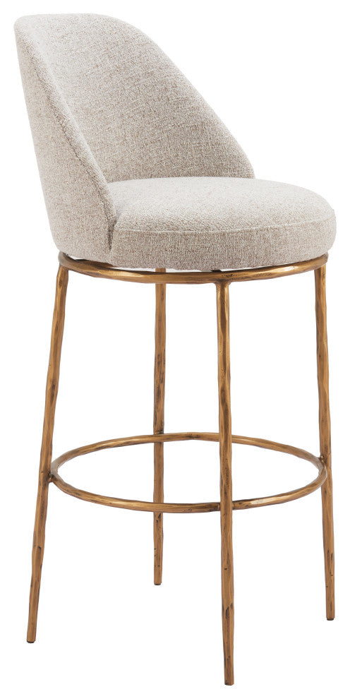 Nordhavn Swivel Barstool Beige & Gold