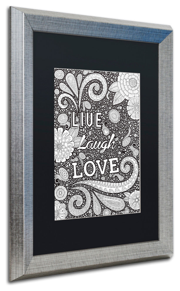 Hello Angel ''Live Laugh Love Black'' Art, Silver Frame, Black Mat, 20x16