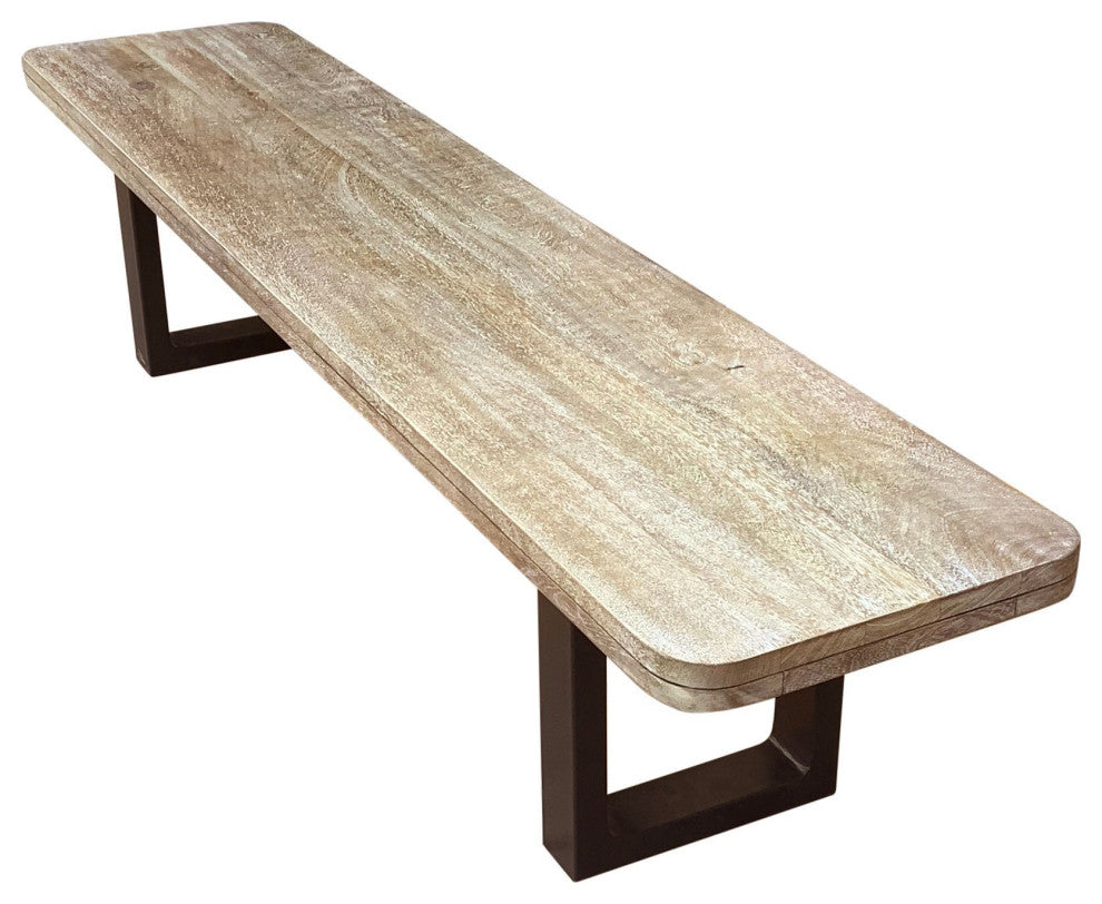Curvet Mango Wood & Steel Sled Base Bench