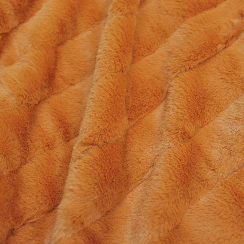 BOON Rabbit Jumbo Fur Throw and Pillow, 3-Piece Set, Burnt Orange