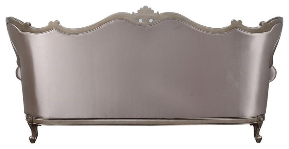 ACME Jayceon Fabric Tufted Sofa with 5 Pillows in Champagne Beige