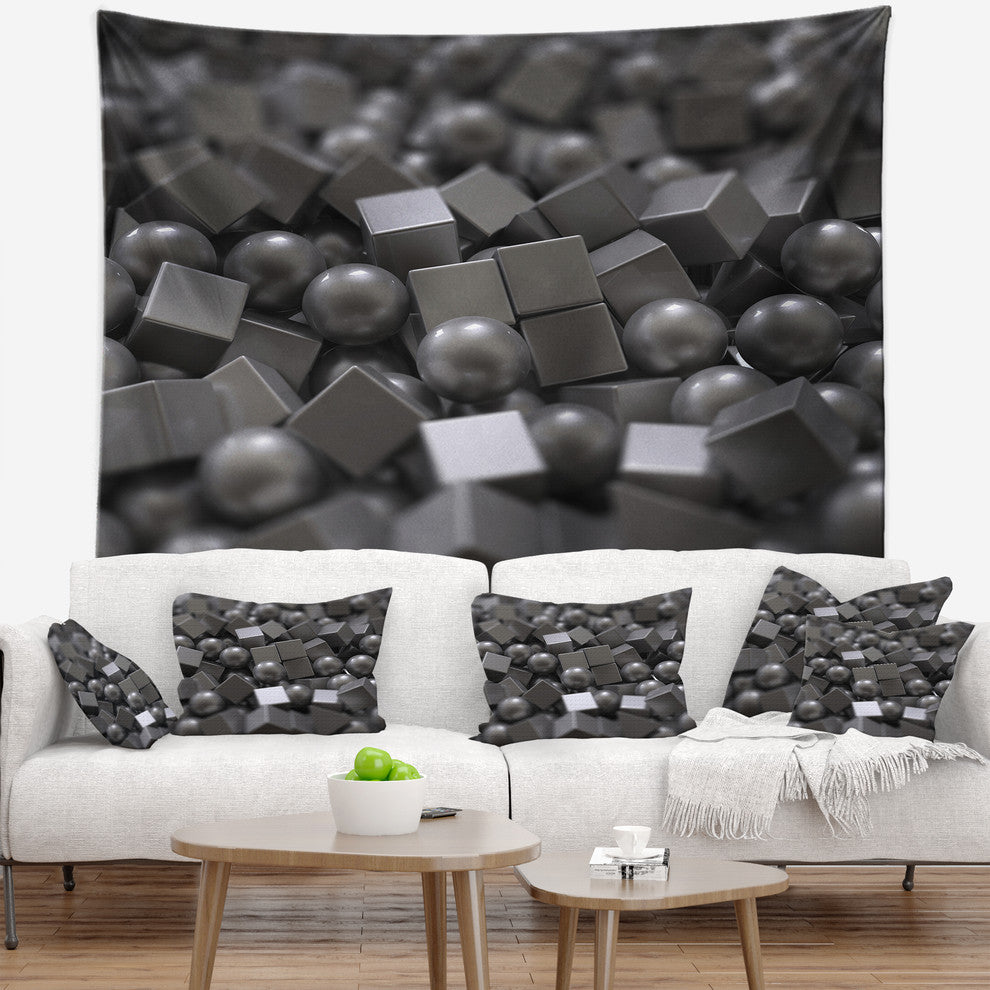 Balls and Cubes 3D Design Abstract Wall Tapestry, 92"x78"