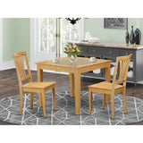 3-Piece Small Kitchen Table Set, Square Table, 2 Dining Chairs Without Cushion