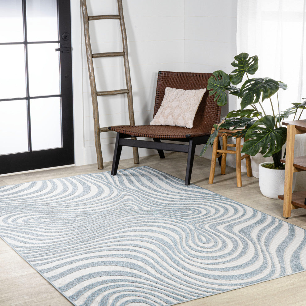 Maribo High-Low Abstract Groovy Striped Indoor/Outdoor Area Rug