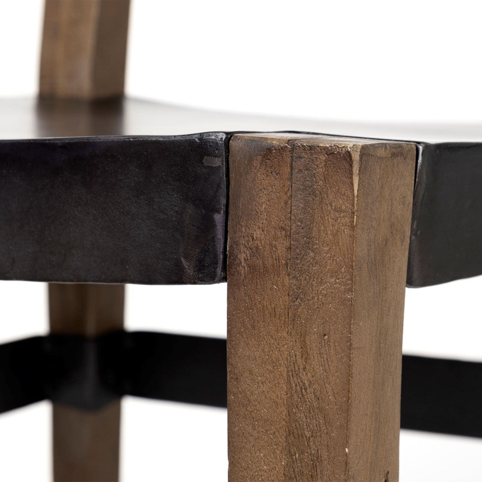 Nell Black Iron Seat With Medium Brown Solid Wood Frame Dining Chair