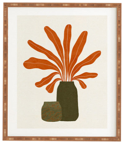 Alisa Galitsyna Two Green Vases Orange Plant Framed Wall Art, 11x13"