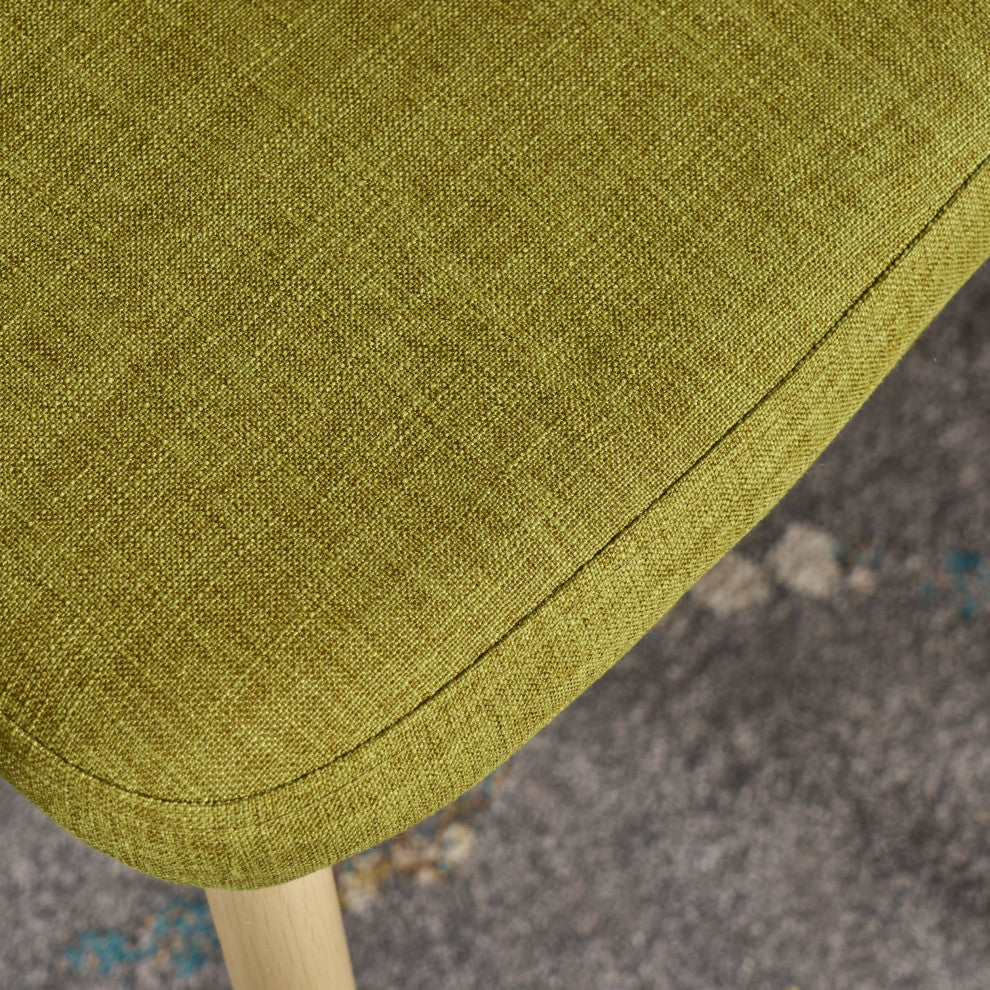 GDF Studio Serra Mid Century Fabric Dining Chairs, Set of 2, Green/Dark Brown