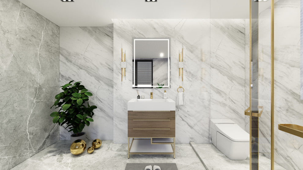 Madison 30" Freestanding Vanity with Reinforced Acrylic Sink, Light Oak