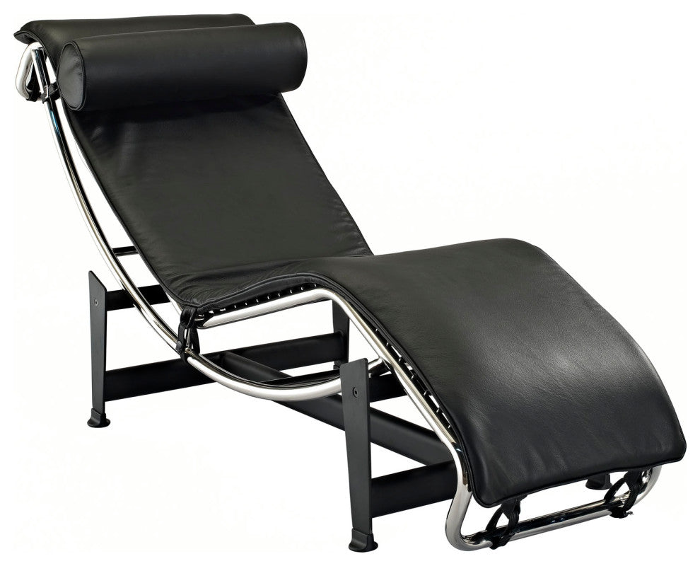 Modway Charles Leather Chaise Lounge Black
