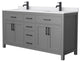 66"DBL Vanity Dark Gray, White Cult. Marble Countertop, Sinks, Black Trim