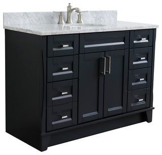 49" Single Sink Vanity, Dark Gray Finish With White Carrara Marble