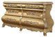 Benzara BM251162 Dresser With Bombe Shaped and 6 Carved Drawers, Gold