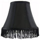 Silk Bell Lamp Shade, 5x9x7", Black With Black Fringe