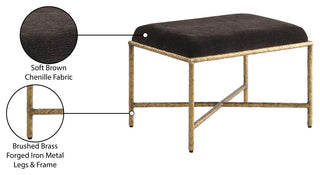 Valley Upholstered Bench, Brown, 25" W x 18" D, Gold, Chenille Fabric