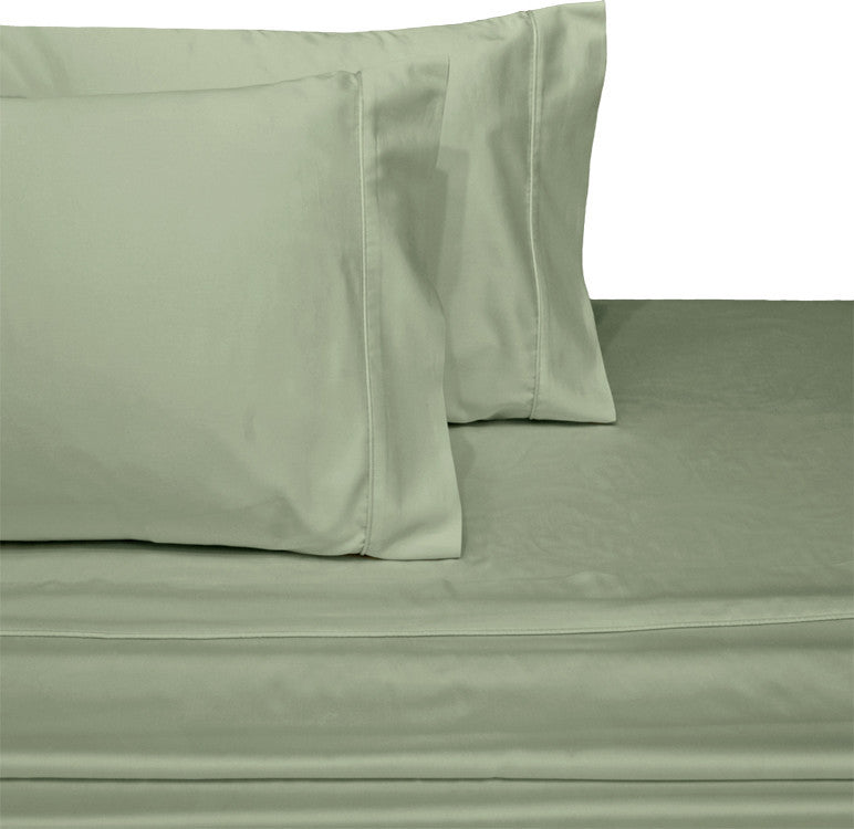 Luxury 1200 TC Sheets 100% Cotton Solid Sheet Set, Sage, King