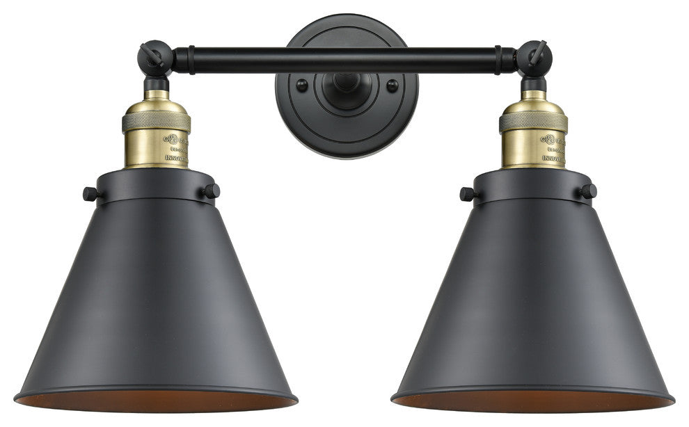 Appalachian 2-Light Bath Vanity-Light, Black Antique Brass, Matte Black