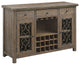 ACME Raphaela Server With Cup Holder and Wine Rack, Weathered Cherry Finish
