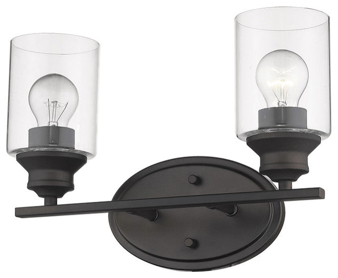 Two Light Bronze Wall Light with Clear Glass Shade