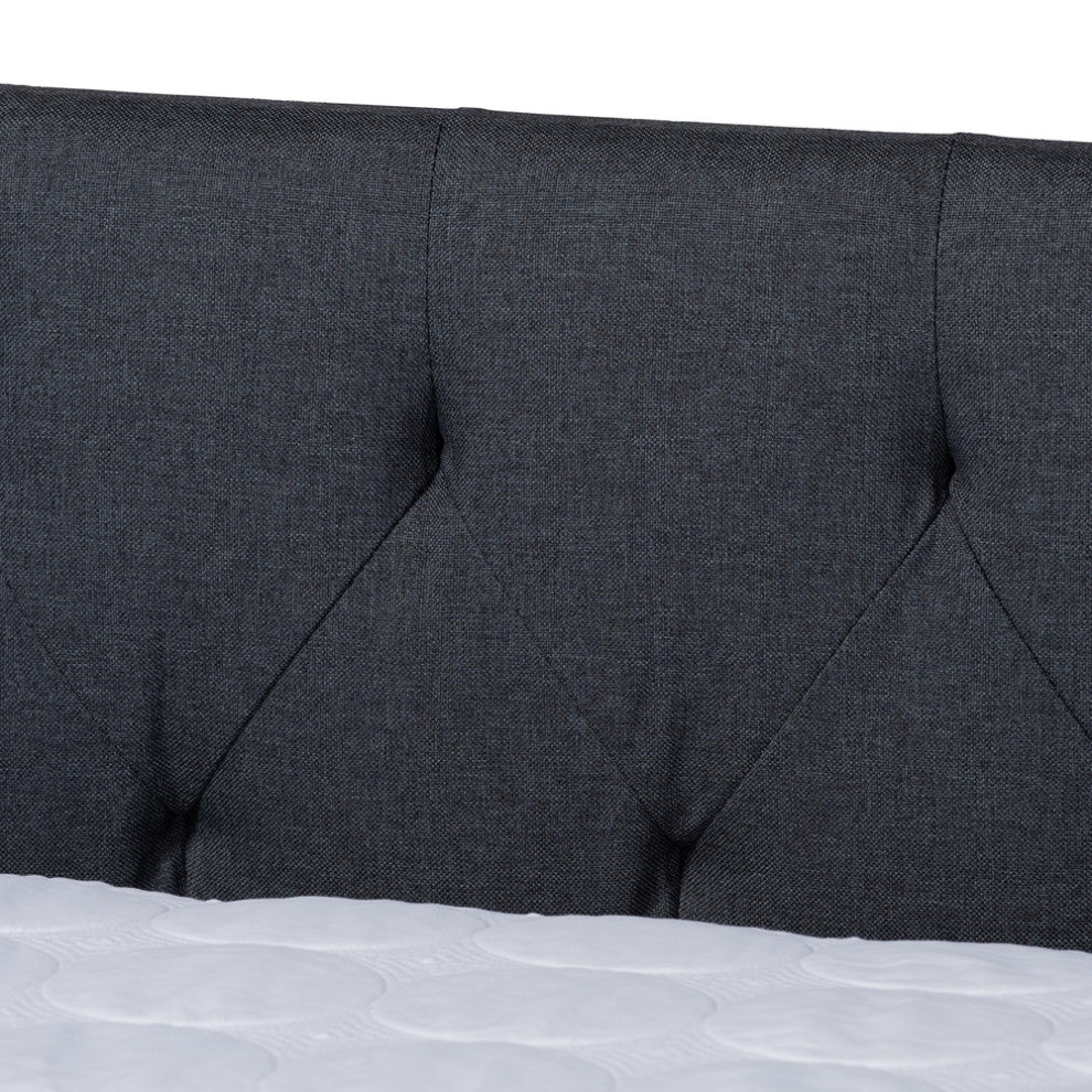 Modern Dark Grey Fabric Upholstered Queen Size Daybed