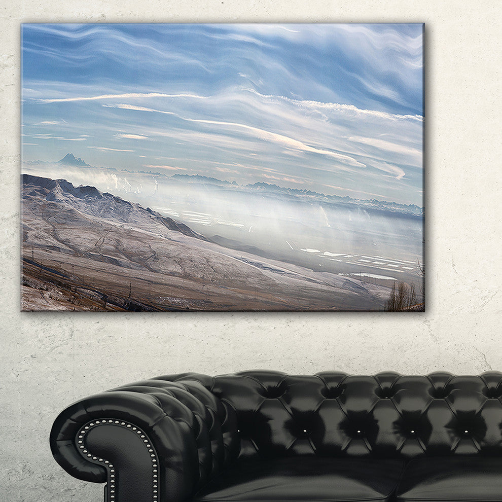 "Winter Mountains in Caucasus" Oversized Beach Canvas Artwork, 40"x20"