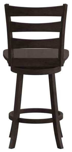 Liesel Ladderback Swivel Counter Height Barstool with Solid Wood Seat, Gray Wash Walnut