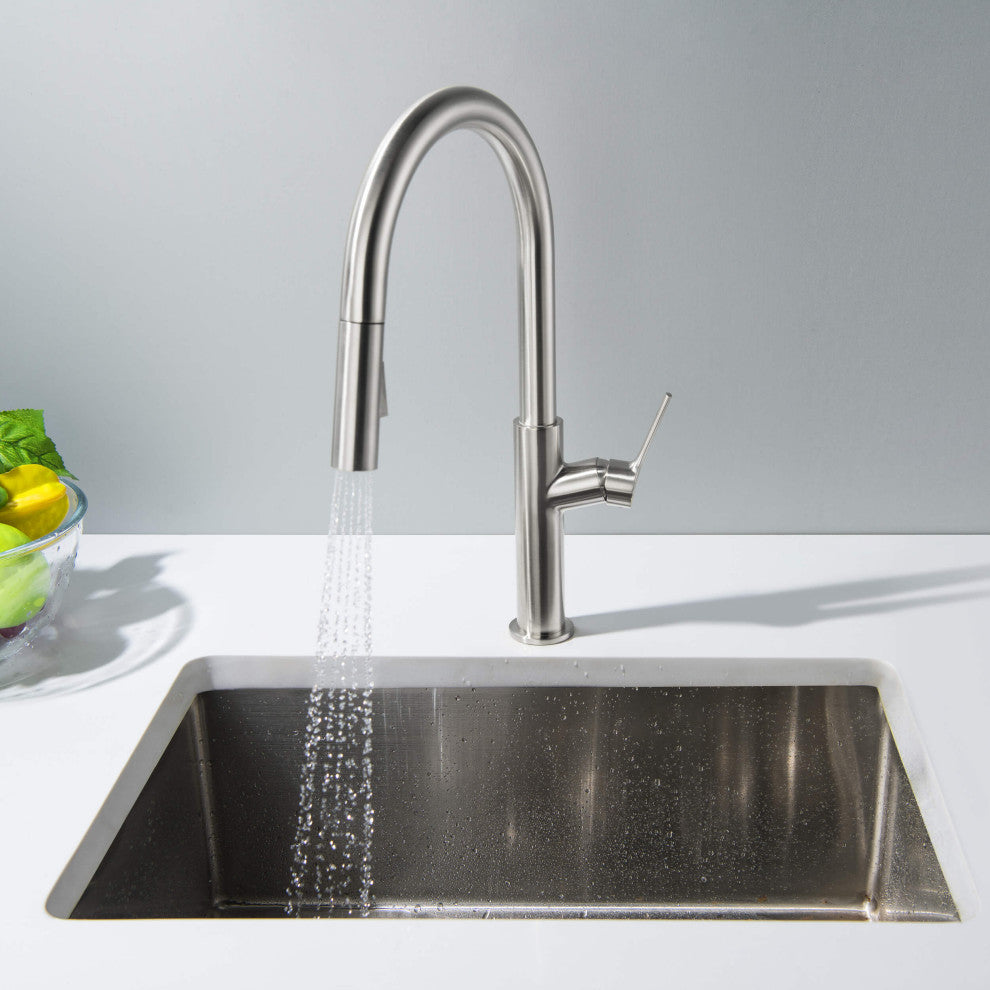 Fusion-T Single Handle Pull Down Sink Faucet With Soap Dispenser, Brushed Nickel