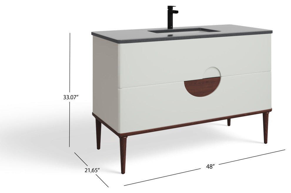 Rhonda Bath Vanity, Beige, 48", Single Sink, Freestanding