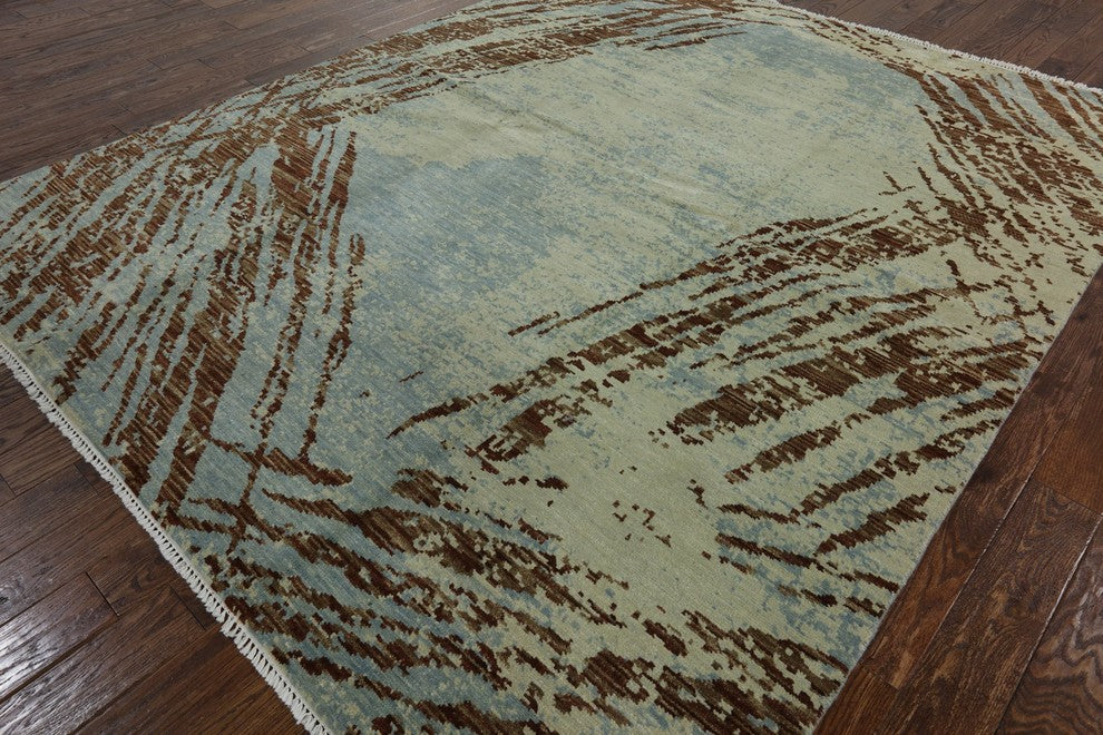 Abstract Multicolor 8'x10' Turkish Knotted Modern Hand Knotted Wool Rug
