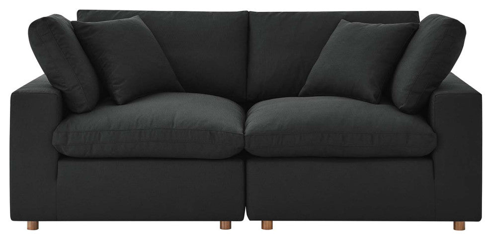Modular Deep Sofa, Black, Fabric, Modern, Lounge Cafe Hotel Lobby Hospitality
