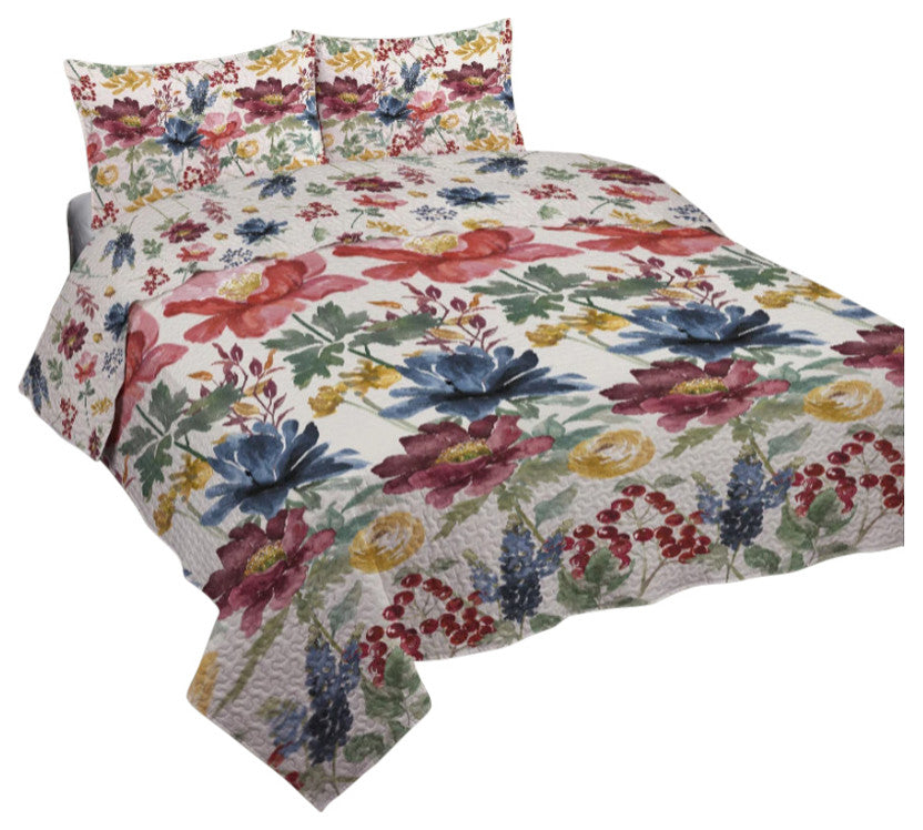 Watercolor Fall Queen Quilt Set