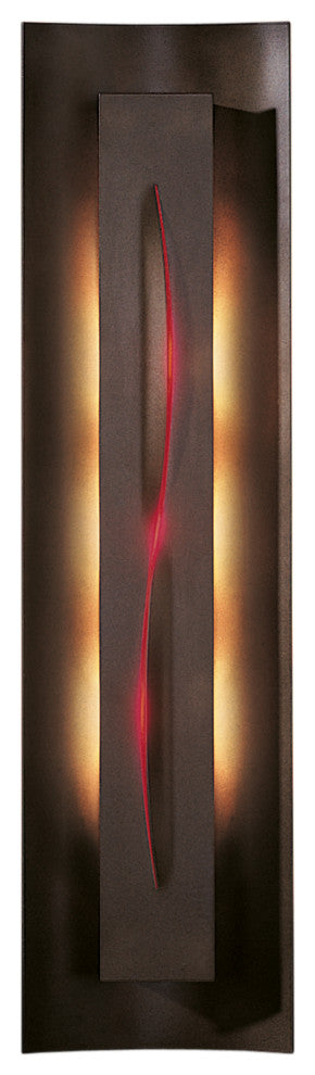 Gallery Sconce Curved Cutout, Bronze Finish, Red Glass