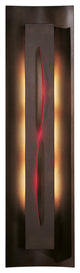 Gallery Sconce Curved Cutout, Bronze Finish, Red Glass