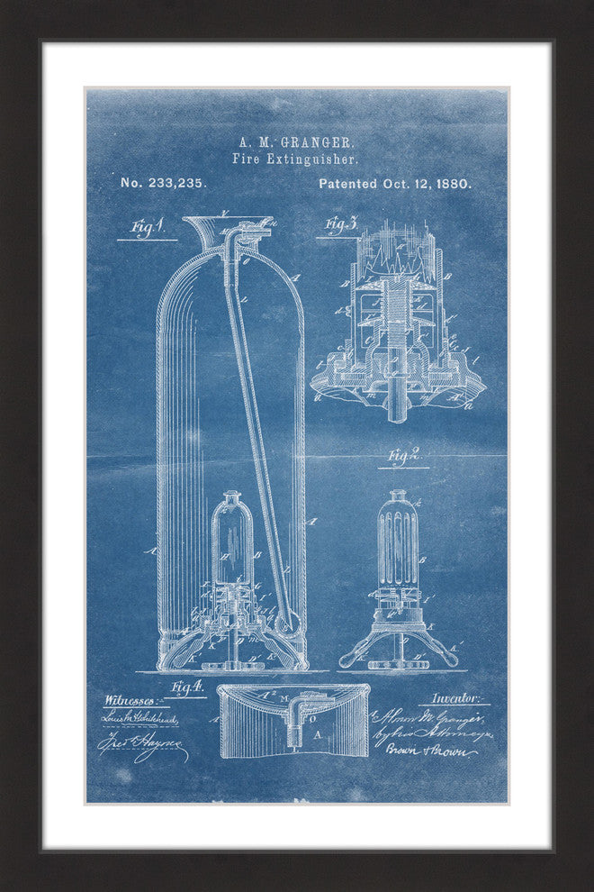 "Extinguisher 1880 Blueprint" Framed Painting Print