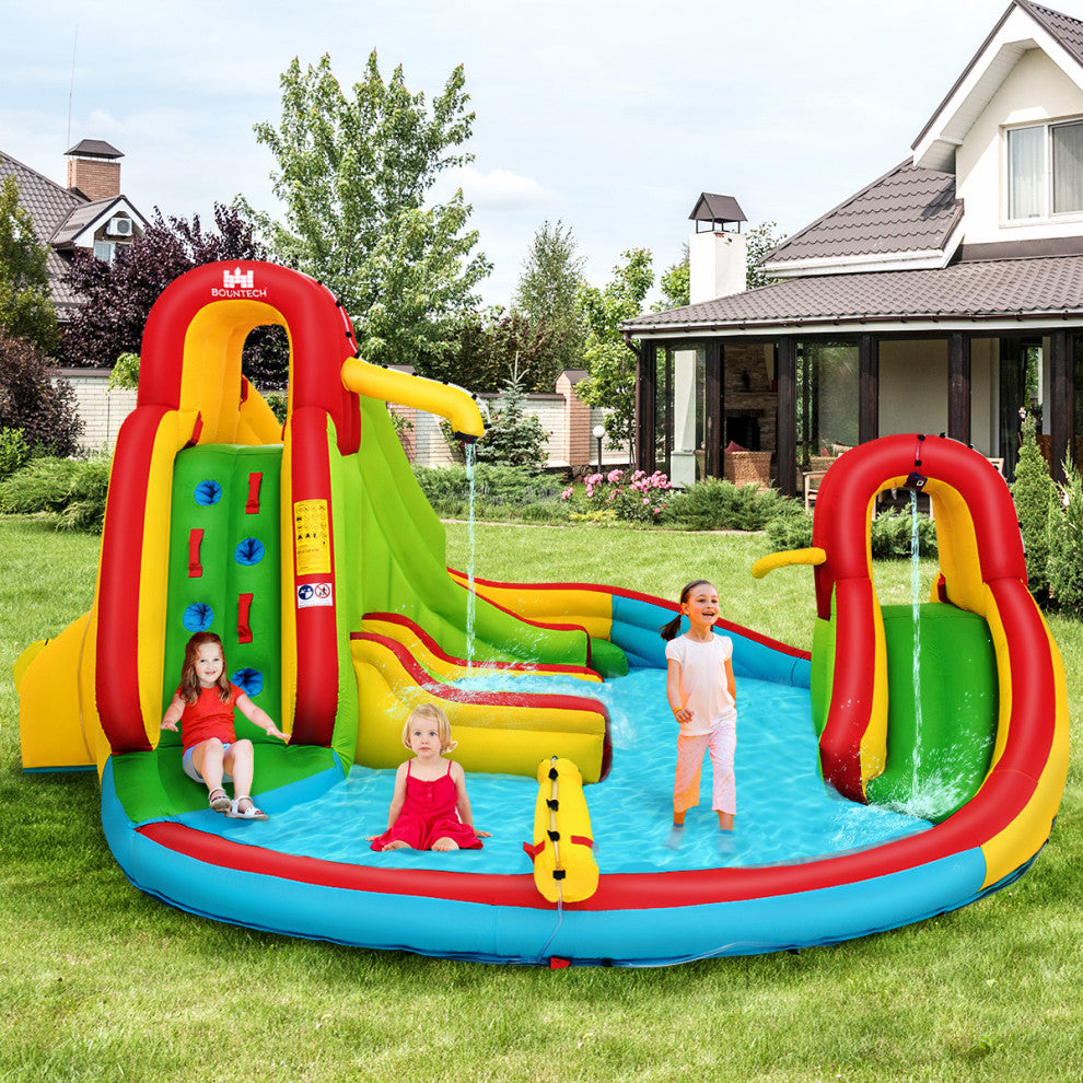 Kids Inflatable Water Slide Bounce W/ Water Cannon & 480W Blower